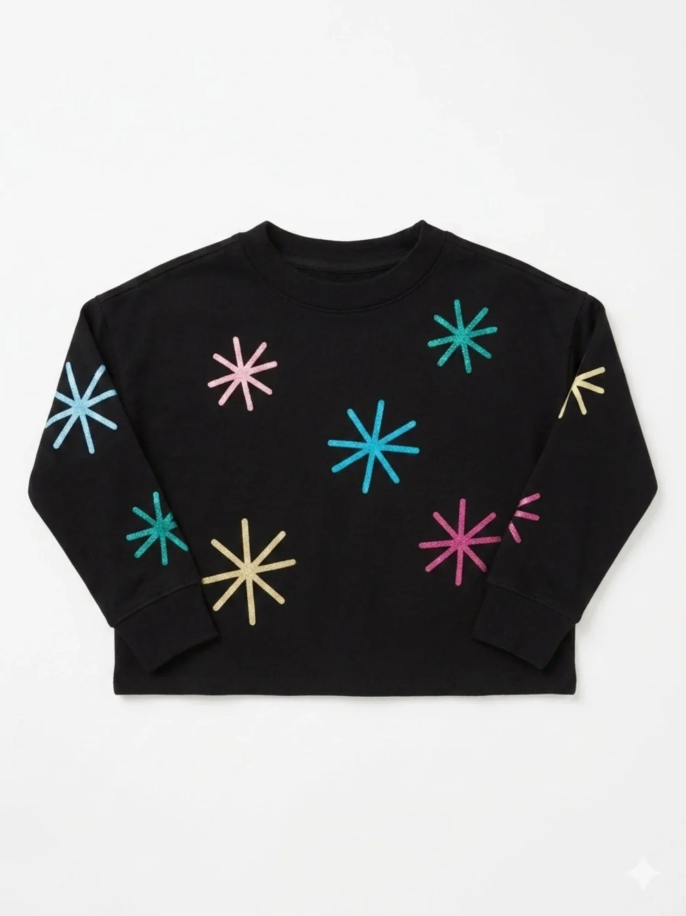 GAP Kids Girls' Black Starburst Sweatshirt - Colorful Sparkle Size S (6/7)